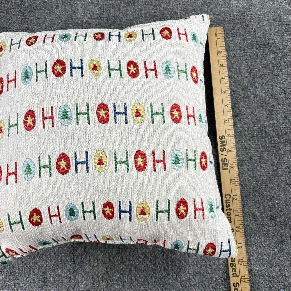 Christmas Throw Pillows Set Of 2 White Red Ho Ho Ho Santa Hat Holiday Farmhouse